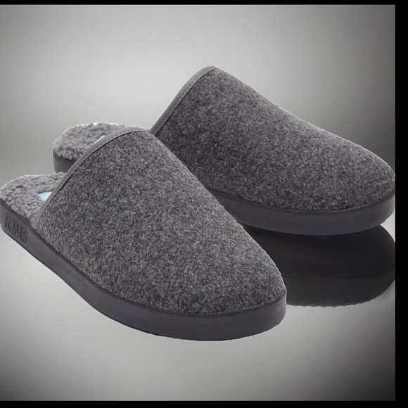 TOMS Harbor Slip-Ons Smoke Grey Fur Fleece Shearling Style Indoor Outdoor Shoes main image 7